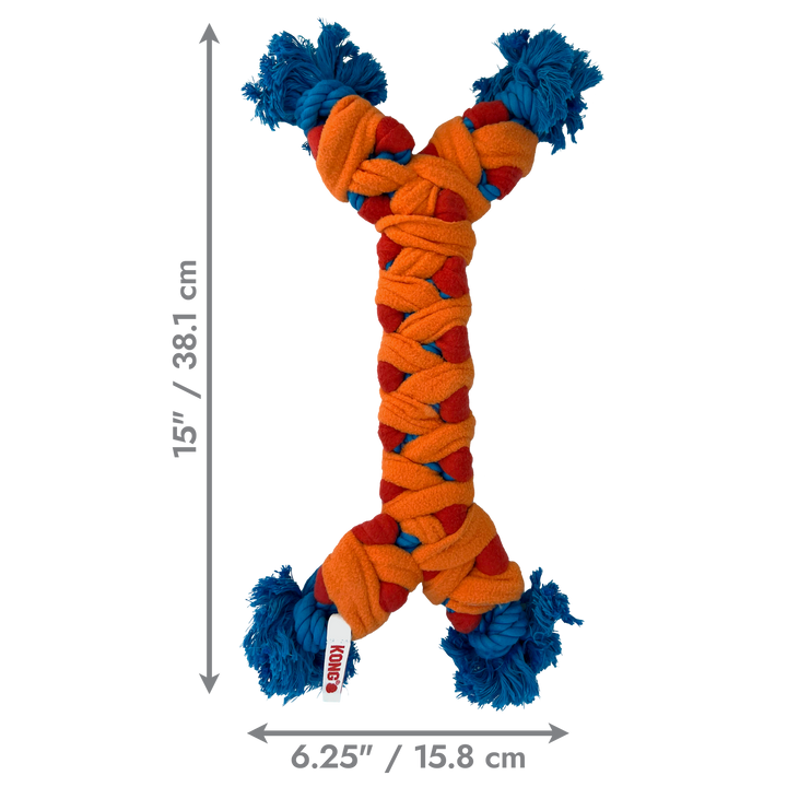 KONG Rope Rally Bone Medium Dog Chew Toy, dimensions