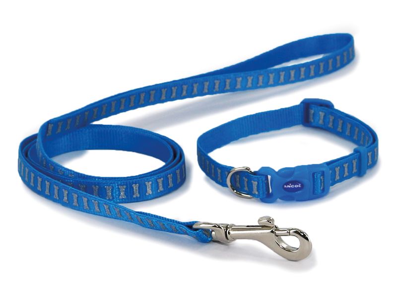 Ancol Reflective Bone Blue Collar LEADSET20-30 (Dog) 