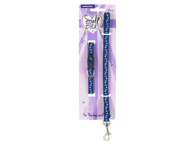 Ancol Small Bite Stars Puppy Collar&amp;Lead Blue 