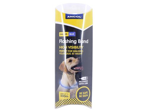Ancol Usb Safety Halo Band Onesize Blue (Dog) 