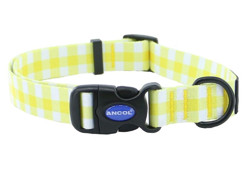 Ancol Soho Yellow Check Nylon Adj Collar Size 5-9 