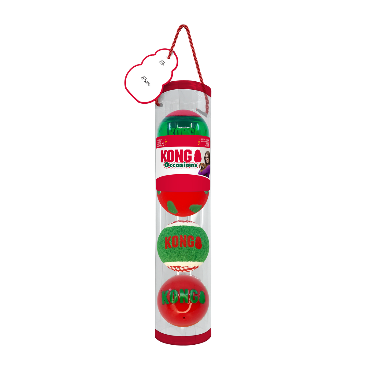 KONG Holiday Occasions Balls 4 Pack Medium, Christmas dog toy