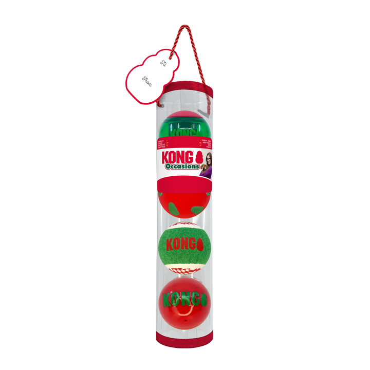 KONG Holiday Occasions Balls 4 Pack Medium, Christmas dog toy
