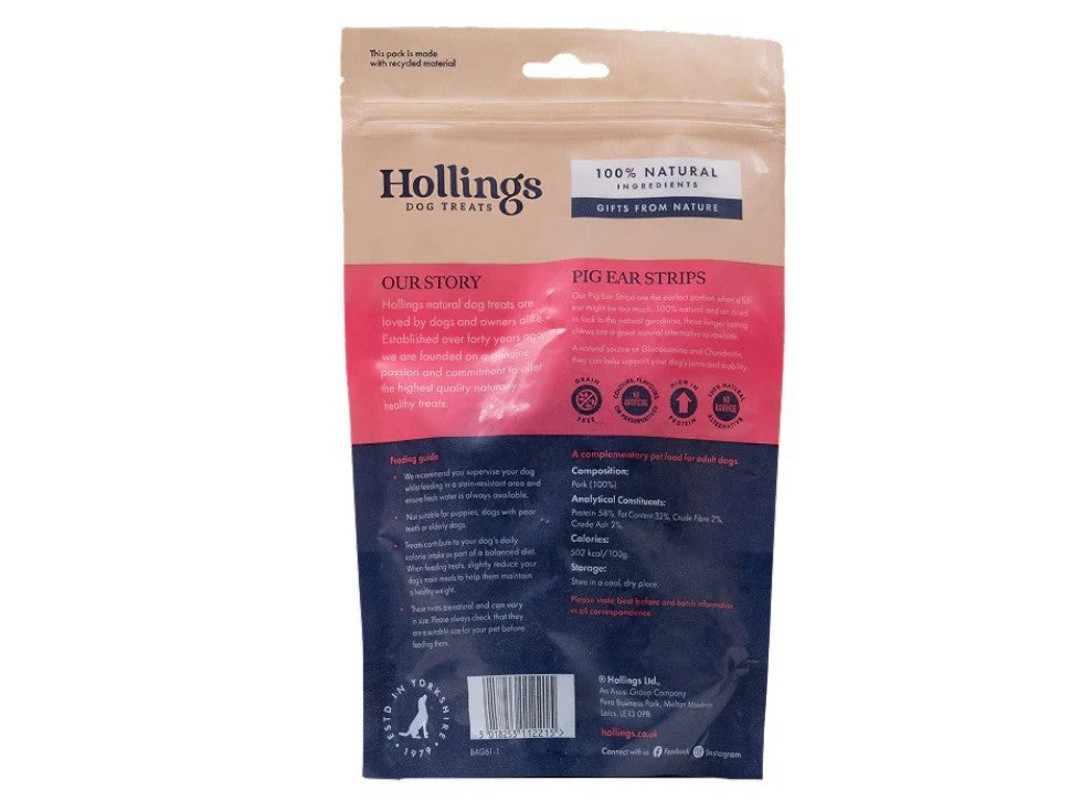 Hollings Pig Ear Strips 150g