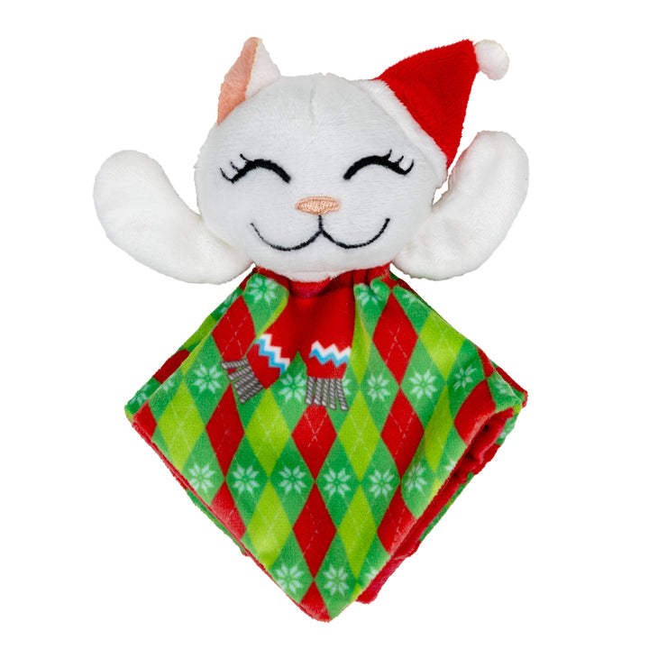 KONG Holiday Crackles Santa Kitty Argyle, Christmas cat toy