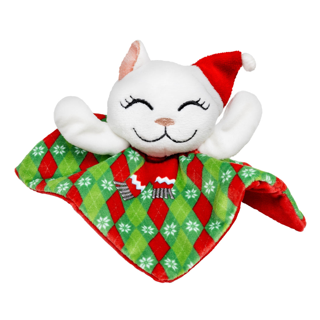 KONG Holiday Crackles Santa Kitty Argyle, Christmas cat toy