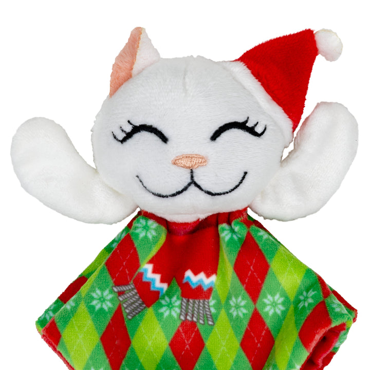 KONG Holiday Crackles Santa Kitty Argyle, Christmas cat toy