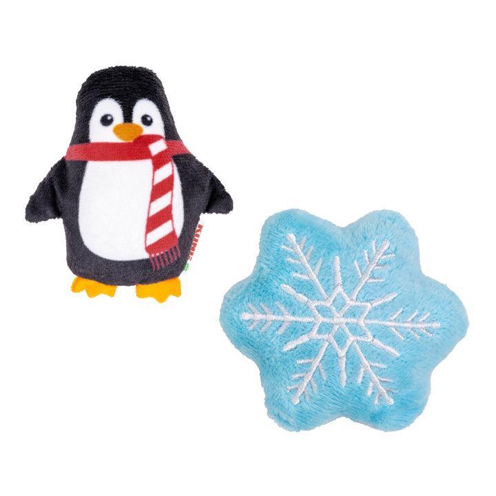 KONG Holiday Scrattles Penguin Snowflake 2 Pack, Christmas cat toy
