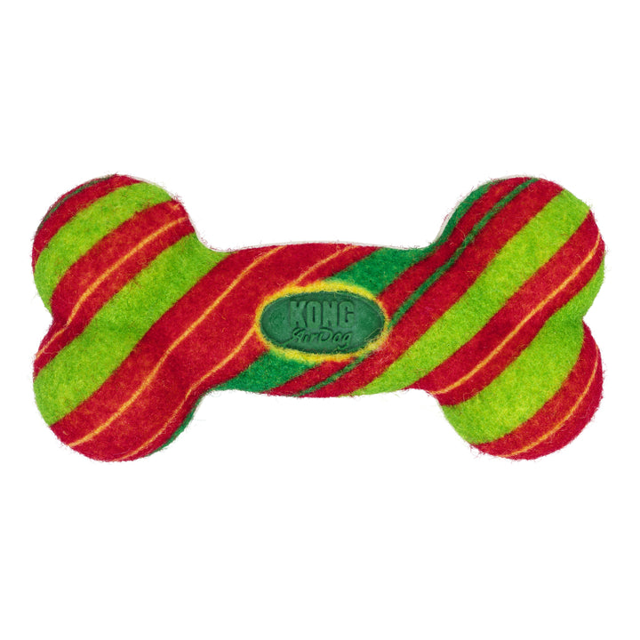 KONG Holiday AirDog Squeaker Bone Stripe Small, Christmas dog toy