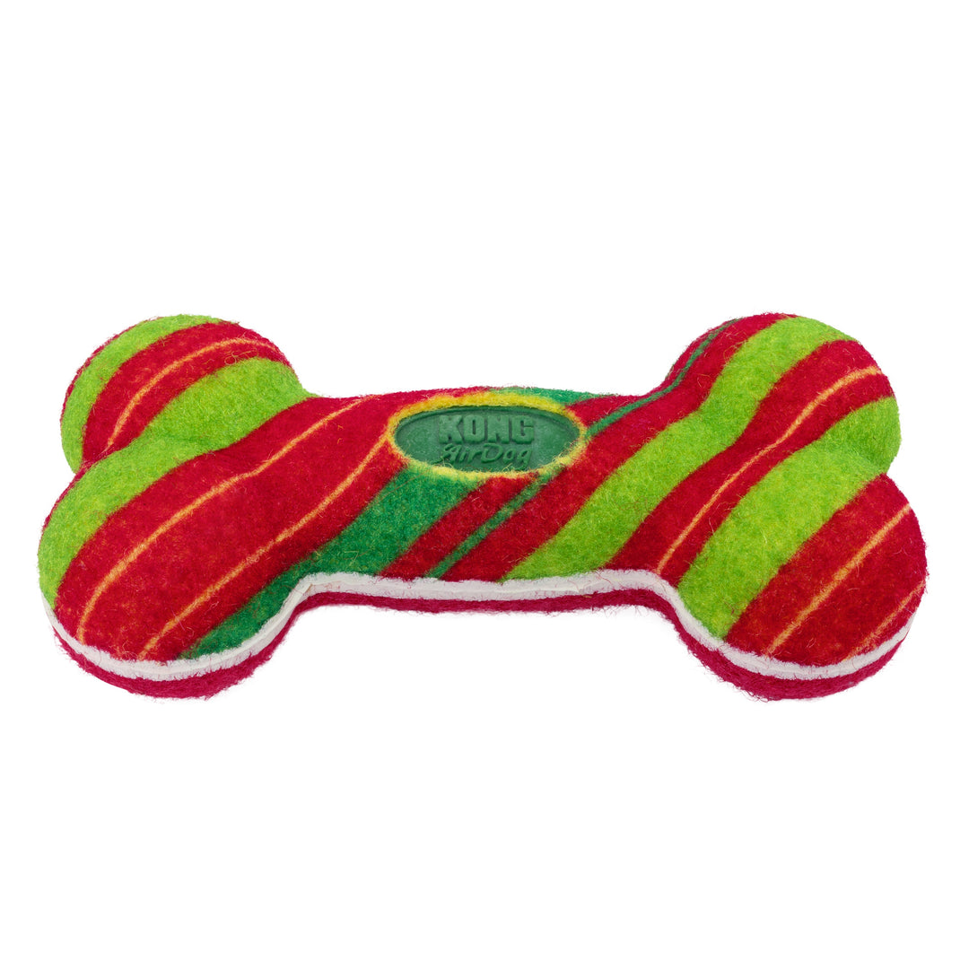 KONG Holiday AirDog Squeaker Bone Stripe Small, Christmas dog toy