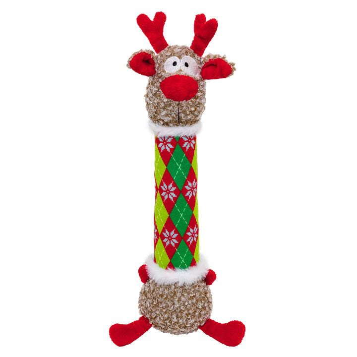 KONG Holiday Shakers Luvs Argyle Reindeer Medium, Christmas dog toy