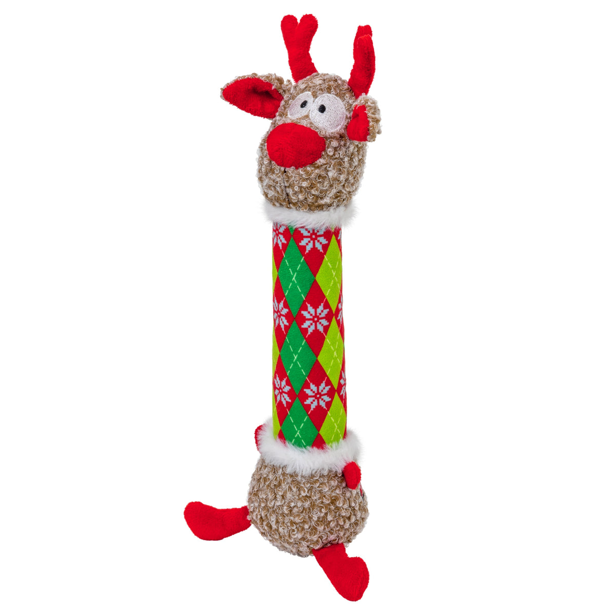 KONG Holiday Shakers Luvs Argyle Reindeer Medium, Christmas dog toy
