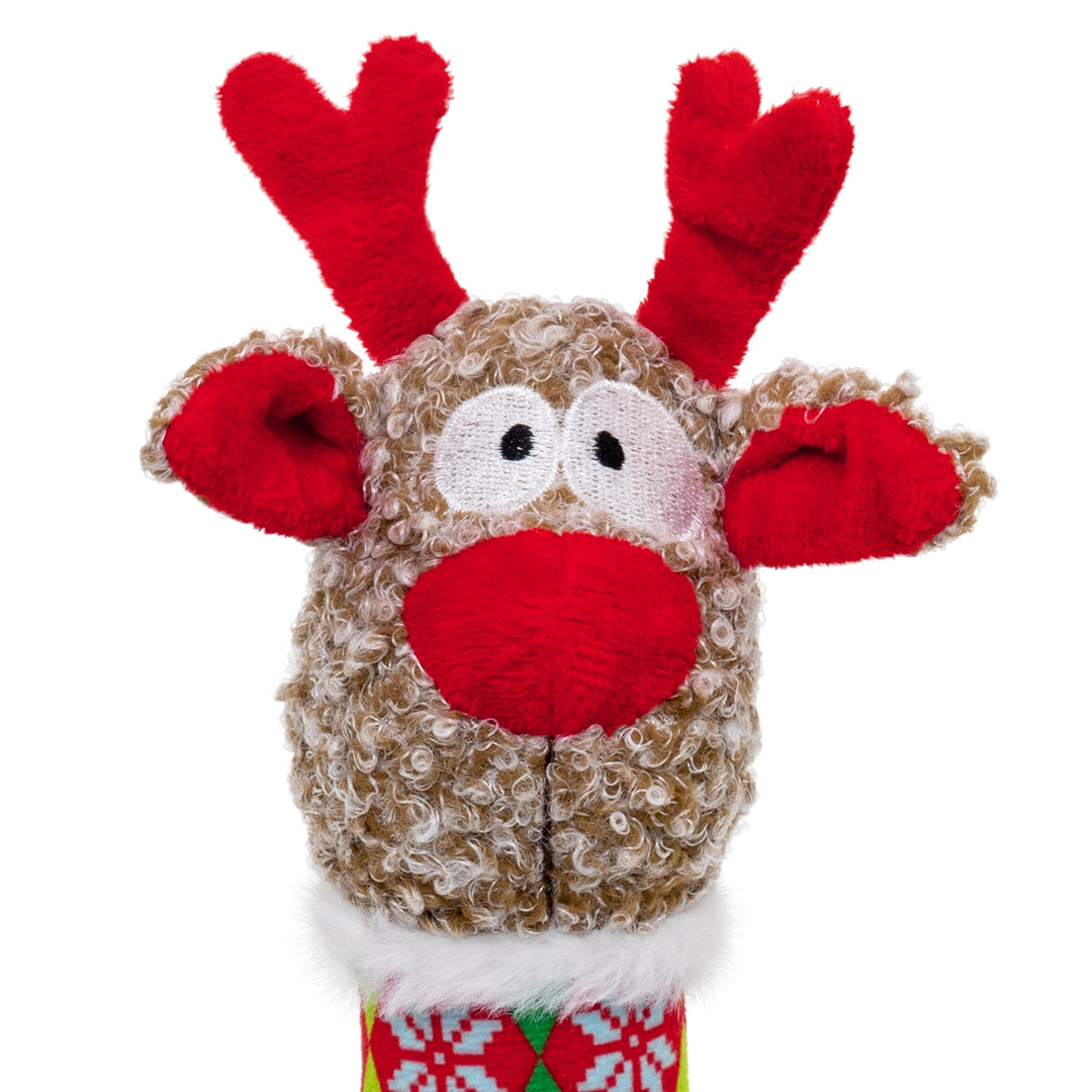 KONG Holiday Shakers Luvs Argyle Reindeer Medium, Christmas dog toy