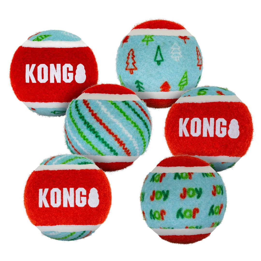 KONG Holiday SqueakAir Balls 6 Pack Medium, Christmas dog toy