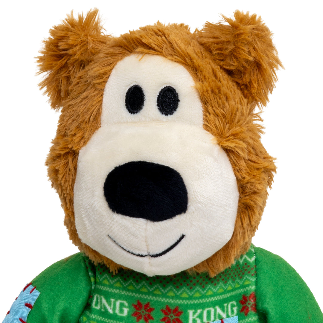 KONG Holiday Wild Knots Sweater Bear Green Medium Large, Christmas dog toy