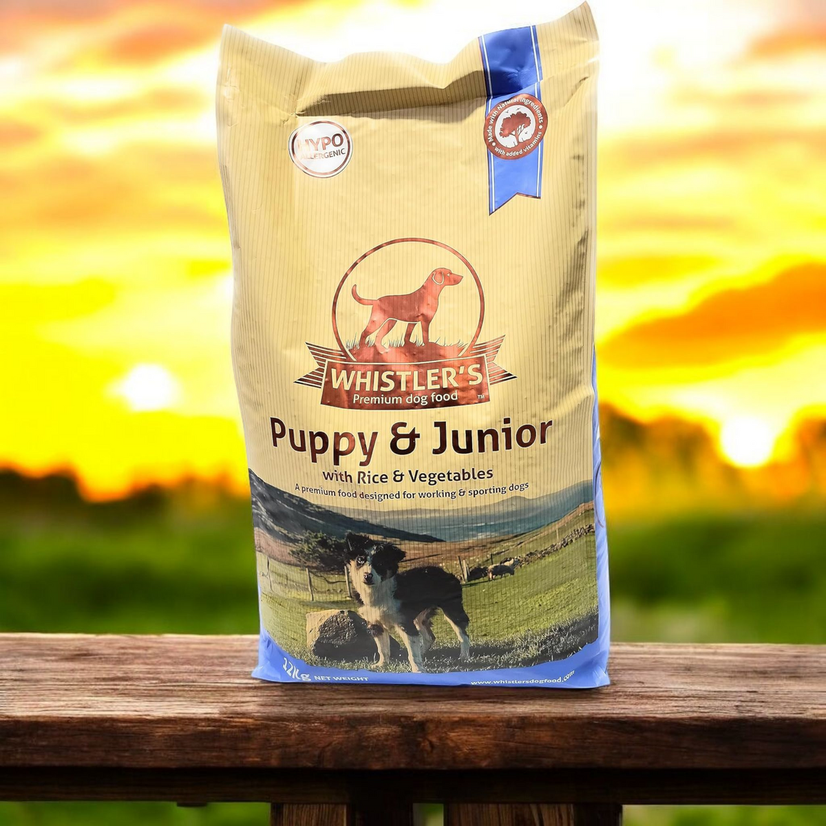 Whistlers Puppy and Junior with Rice and Vegetables dry puppy food bag