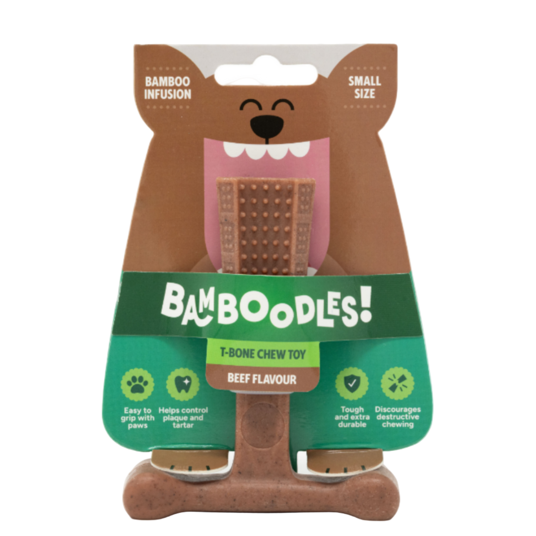 Bamboodles T-Bone Beef 10cm Small dog chew in pack