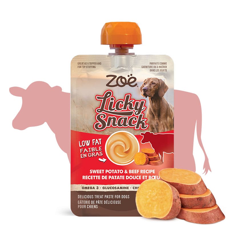 Zoe Licky Snack sweet potato and beef lickable dog treat 85g pouch