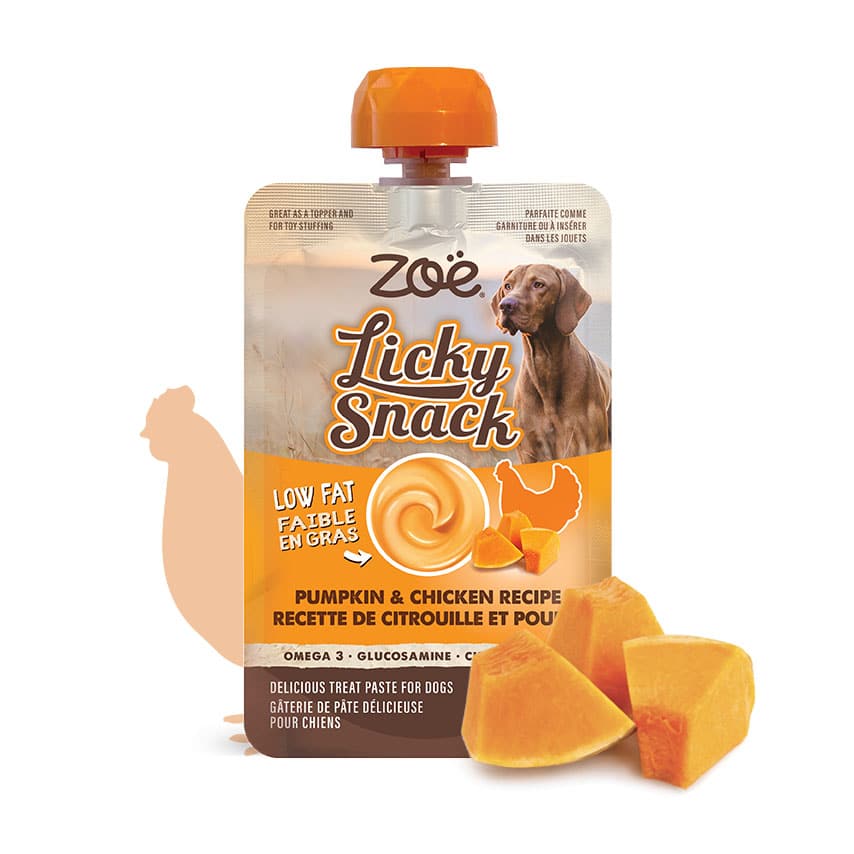 Zoe Licky Snack pumpkin and chicken lickable dog treat 85g pouch