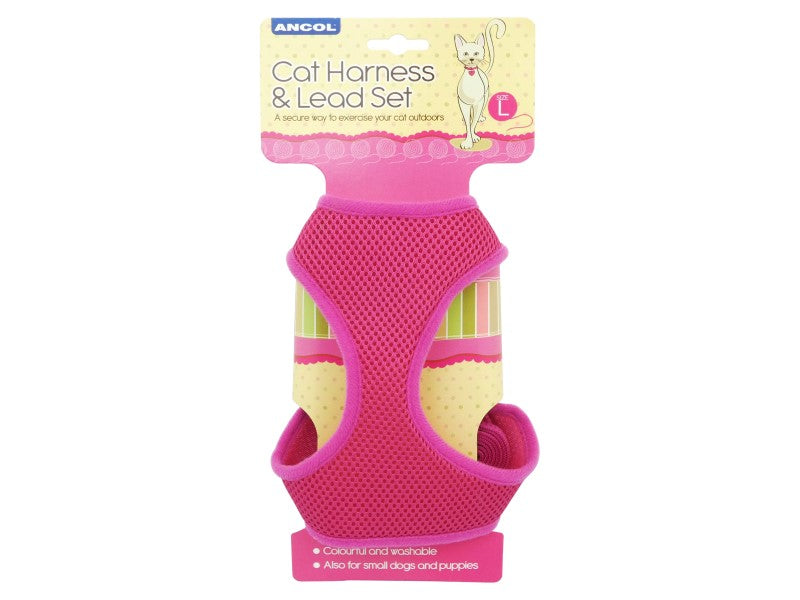 Ancol Cat Harness &amp; Lead Set Pink Large