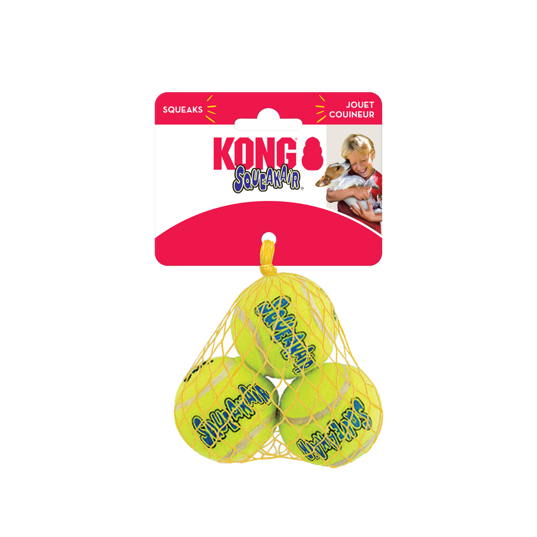 KONG Air Sq Tennis Ball Small 3 pack, in packaging