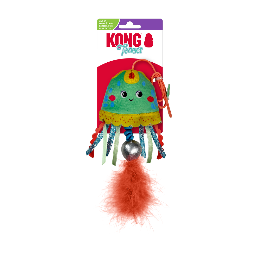 KONG Cat Teaser Jellyfish Assorted, in packaging