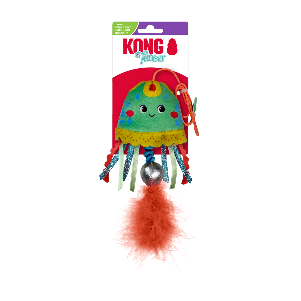 KONG Cat Teaser Jellyfish Assorted, in packaging