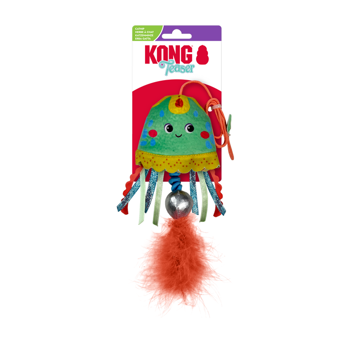KONG Cat Teaser Jellyfish Assorted, in packaging
