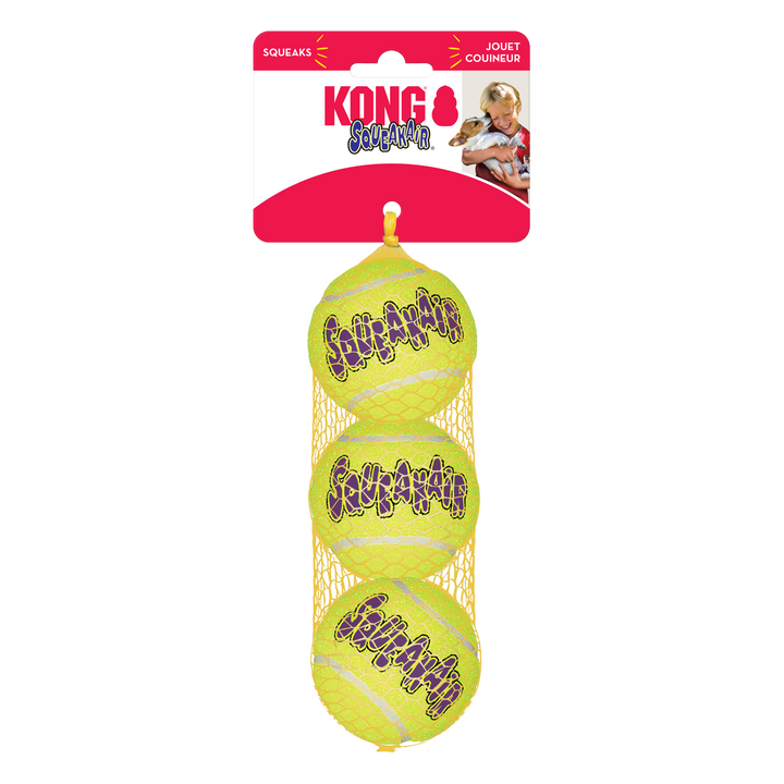 KONG Air Sq Tennis Ball Medium 3 pack, in packaging