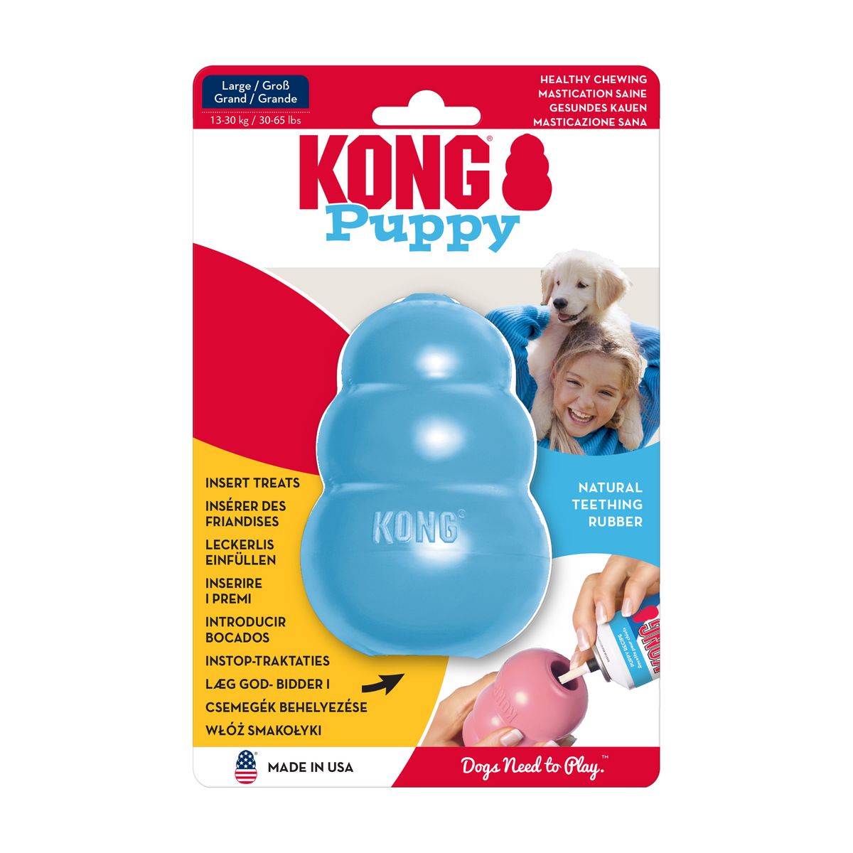 KONG Puppy Large Pink/Blue, in packaging