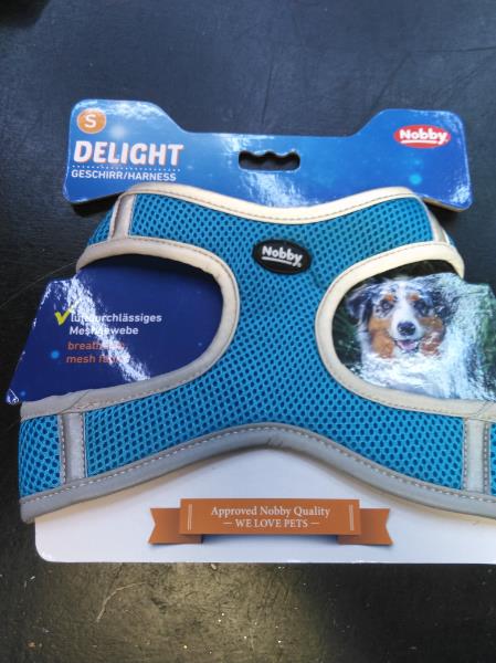 Nobby Mesh Harness DELIGHT light blue S chest 35-40 cm waist 40-45 cm 15 mm