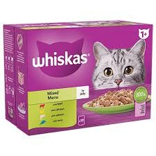 WHISKAS 1+ Cat Pouches Mixed Menu in Jelly 40x85g