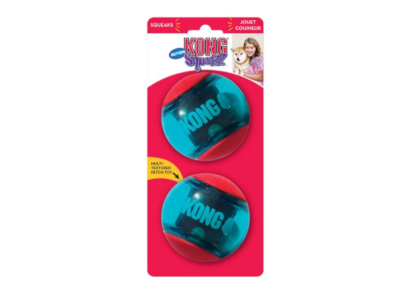 KONG Squeezz Action Ball Red Lrg 2 Balls (Dog) 