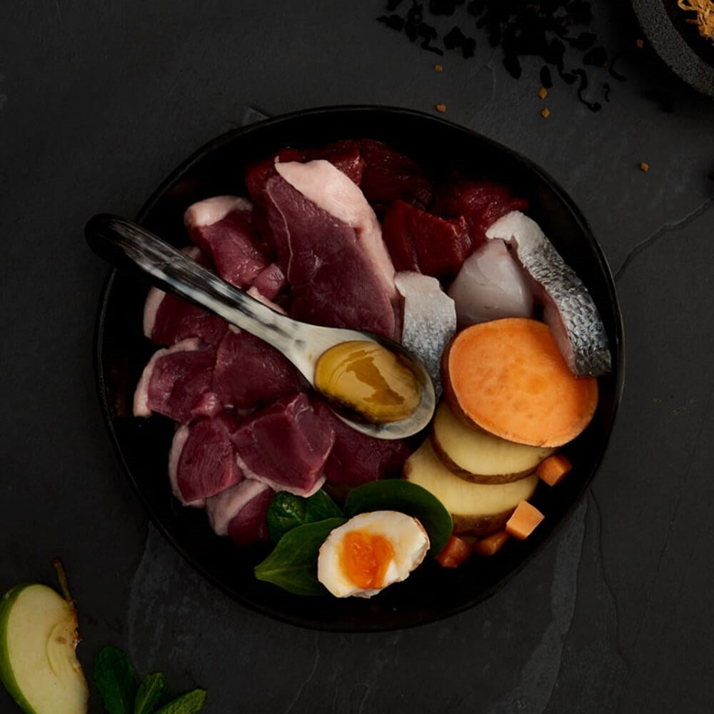 Fresh duck, venison, white fish, sweet potato and egg, the ingredients in Canagan Country Game