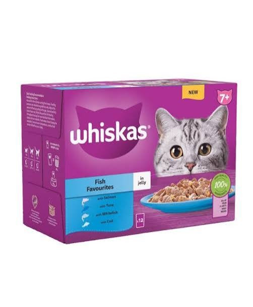 WHISKAS 7+ Cat Pouches Fish Favourites in Jelly 12x85g