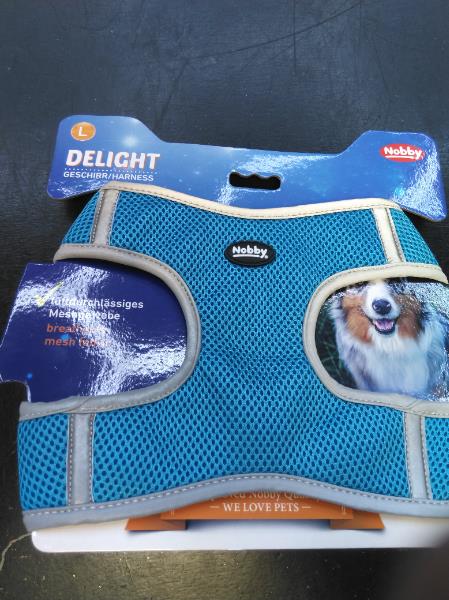 Nobby Mesh Harness DELIGHT light blue L chest 40-45 cm waist 50-55 cm 25 mm