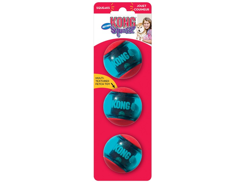 KONG Squeezz Action Ball Red Small 3 Balls (Dog) 