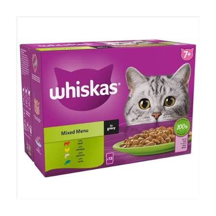 WHISKAS 7+ Cat Pouches Mixed Menu in Gray 12x85g