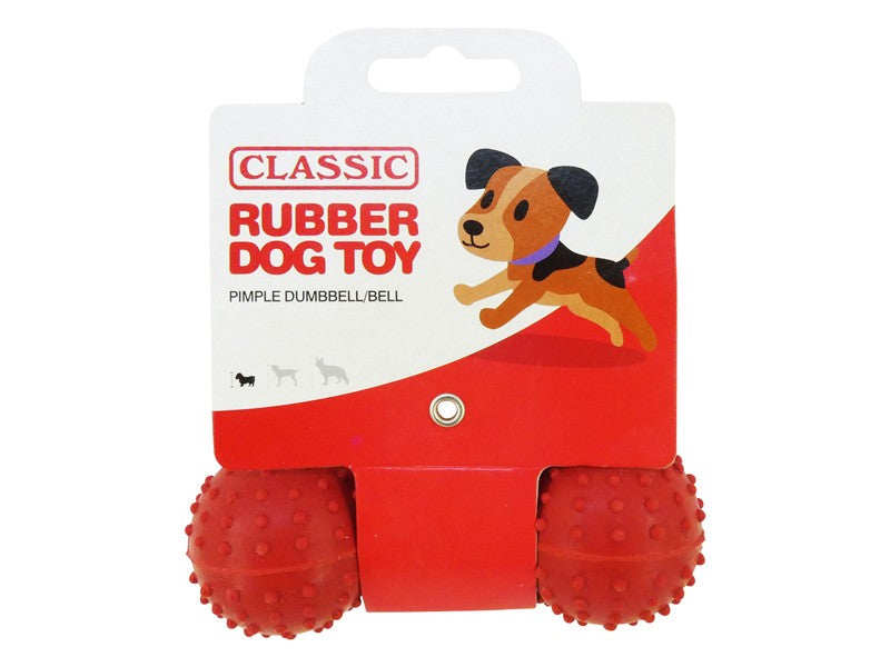 Classic Rubber Pimple Dumbbell/Bell 11cm - 11cm Chew Toy