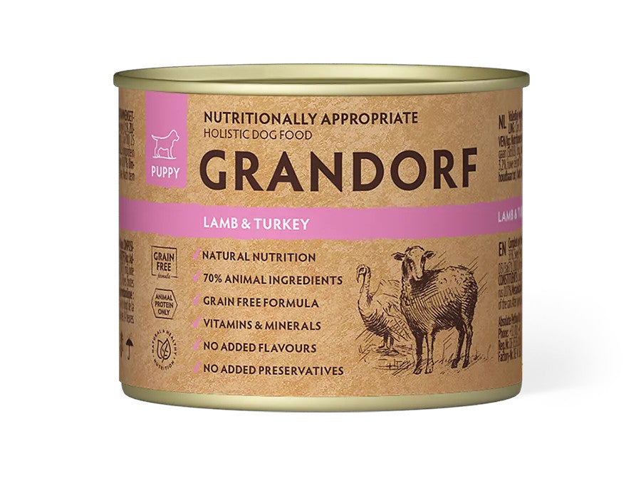 Grandorf Puppy Lamb And Turkey Tin 200g | Petshop Near Me