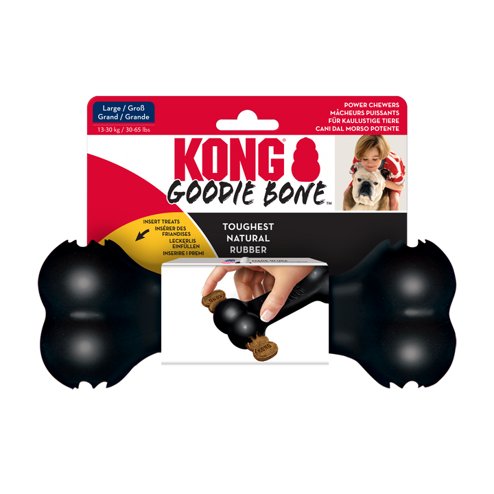 KONG Goodie Bone Extreme Large Black Dog Chew Toy, in packaging