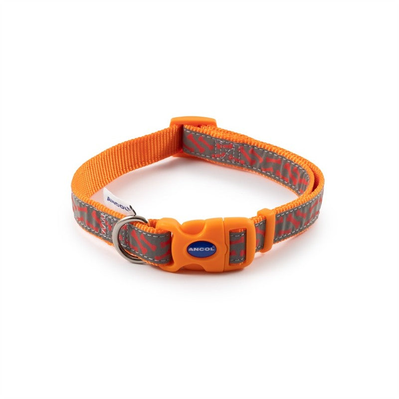 Ancol Bone Reflective Collar Orange Size 5-9 (Dog) 