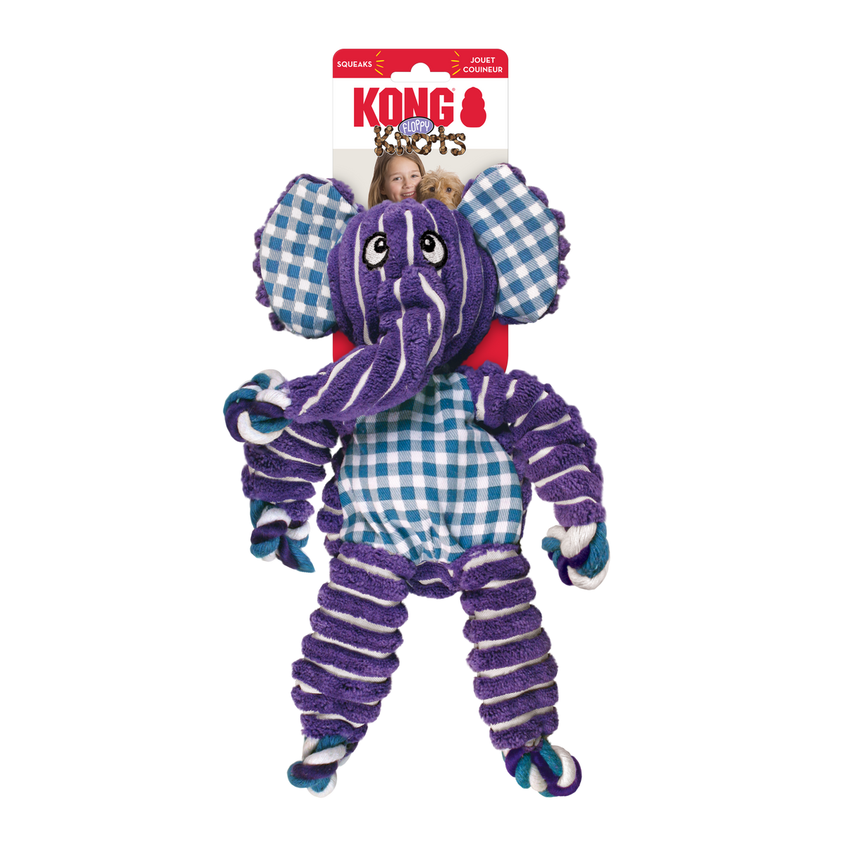 KONG Floppy Knots Elephant Medium/Large, in packaging
