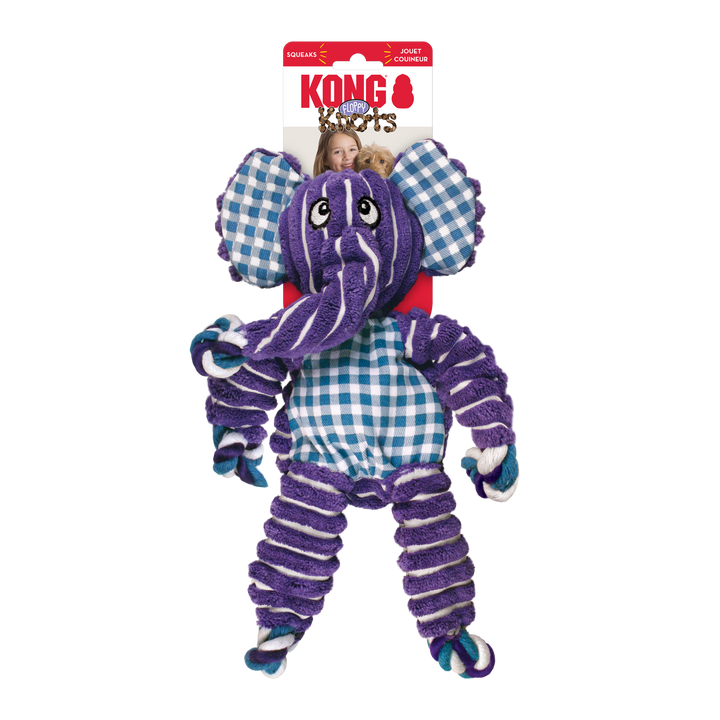 KONG Floppy Knots Elephant Medium/Large, in packaging