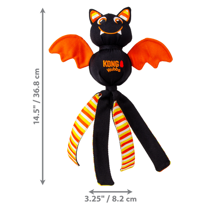 KONG Halloween Wubba Ballistic Bat Large Black, dimensions