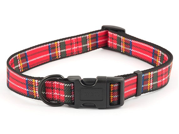Ancol Tartan Nylon Adj Collar Red Size 5-9 