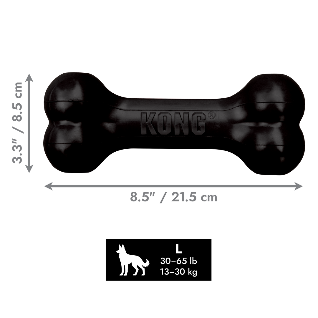 KONG Goodie Bone Extreme Large Black Dog Chew Toy, dimensions