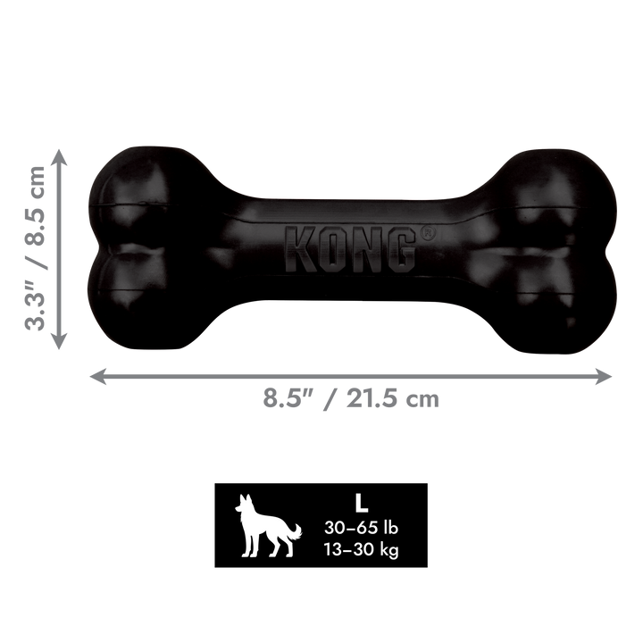 KONG Goodie Bone Extreme Large Black Dog Chew Toy, dimensions