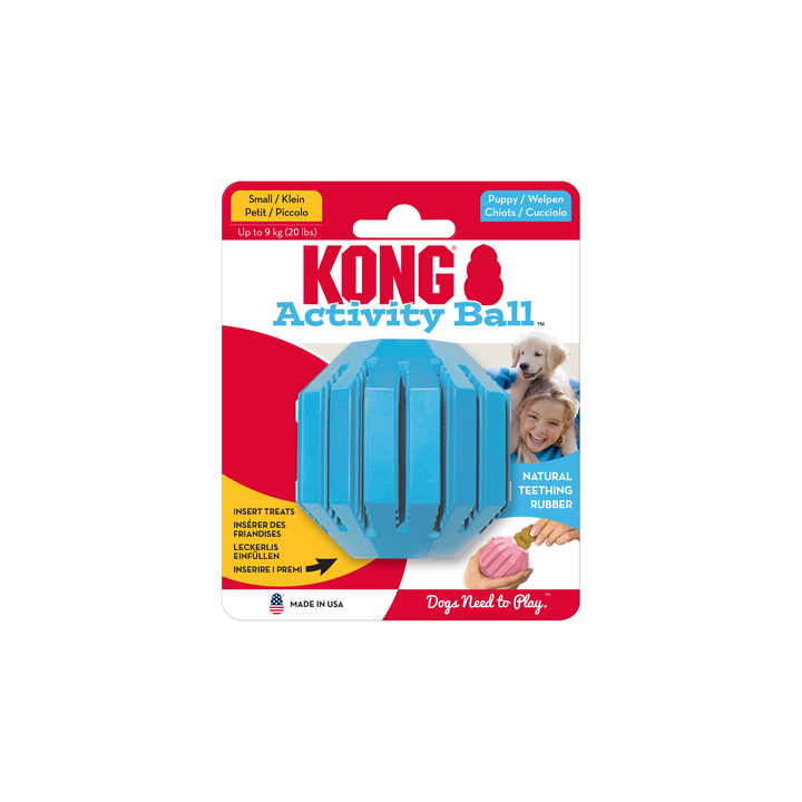 KONG Small Puppy Activity Ball, in packaging