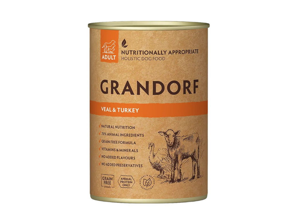 Grandorf Adult Veal And Turkey Tin 400g | Petshop Near Me